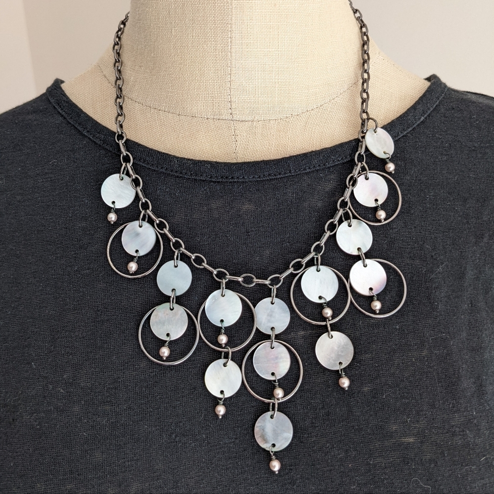 Lia Sophia "Sea Breeze" mother of pearl statement necklace